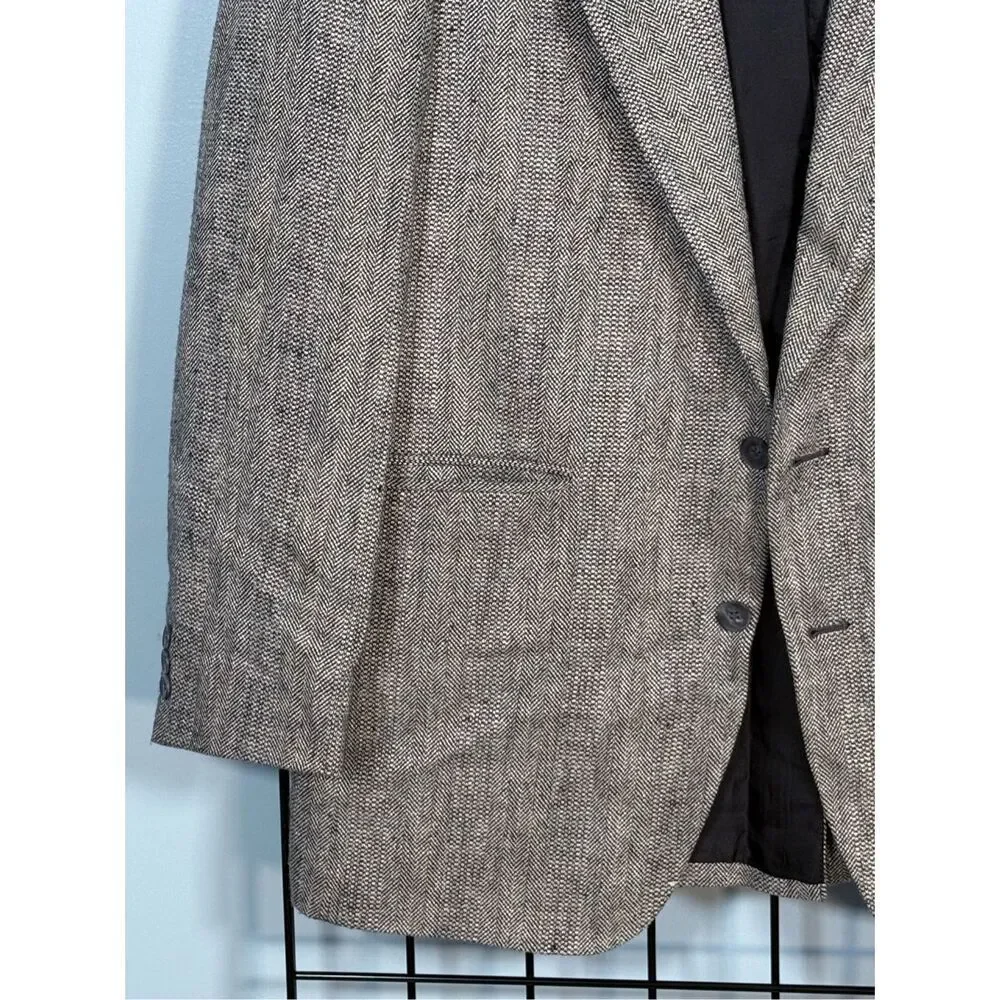 Haggar Imperial Gentlemen Fit Blazer Sports Coat Mens 40L Grey Tweed Herringbone